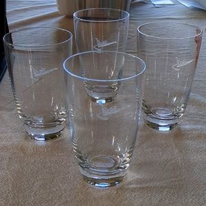 Vintage Fostoria 1959 Ford Thunderbird dealer logo bar glasses SET OF FO…